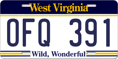 WV license plate OFQ391