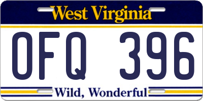 WV license plate OFQ396
