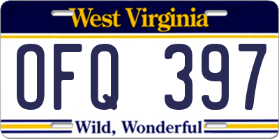 WV license plate OFQ397