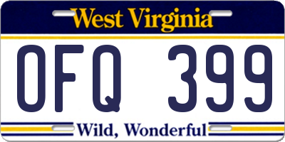 WV license plate OFQ399