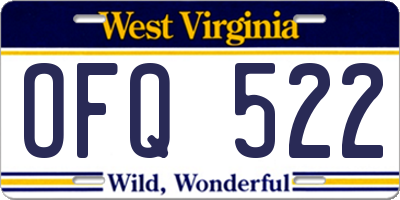WV license plate OFQ522