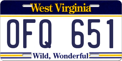WV license plate OFQ651