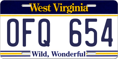 WV license plate OFQ654