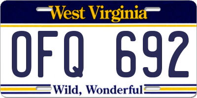 WV license plate OFQ692