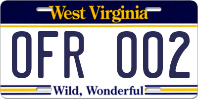 WV license plate OFR002