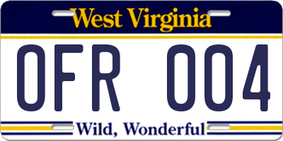 WV license plate OFR004