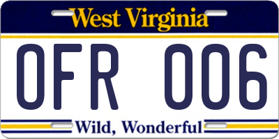 WV license plate OFR006