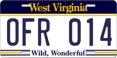 WV license plate OFR014