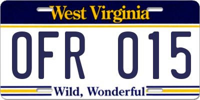 WV license plate OFR015