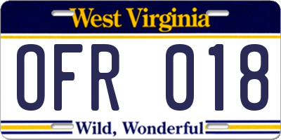 WV license plate OFR018