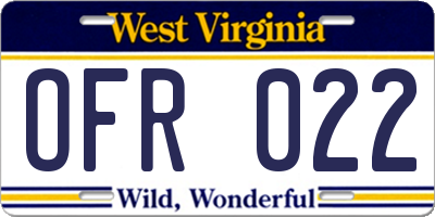 WV license plate OFR022
