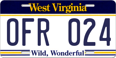 WV license plate OFR024