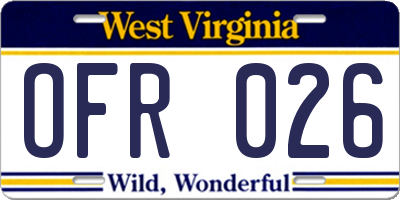 WV license plate OFR026