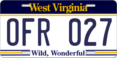 WV license plate OFR027