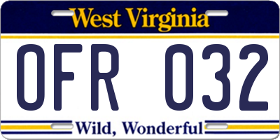 WV license plate OFR032