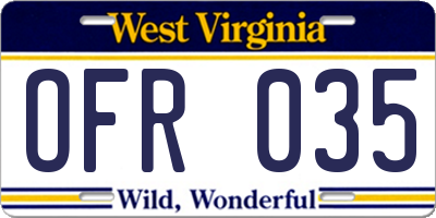 WV license plate OFR035