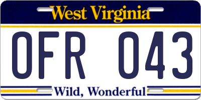 WV license plate OFR043