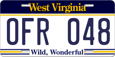 WV license plate OFR048