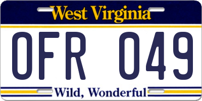 WV license plate OFR049
