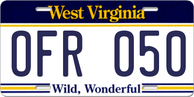 WV license plate OFR050