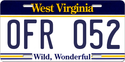 WV license plate OFR052