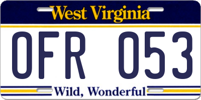 WV license plate OFR053