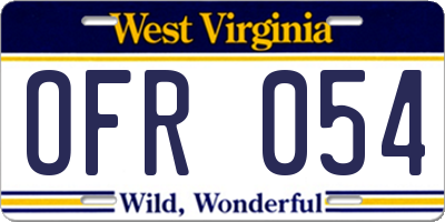 WV license plate OFR054
