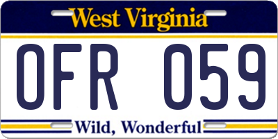 WV license plate OFR059