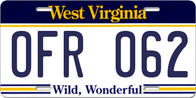 WV license plate OFR062
