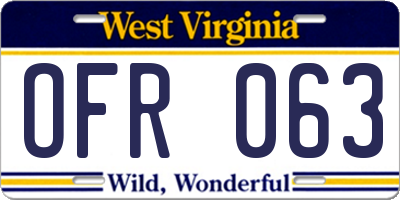WV license plate OFR063