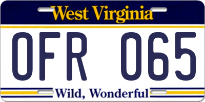 WV license plate OFR065
