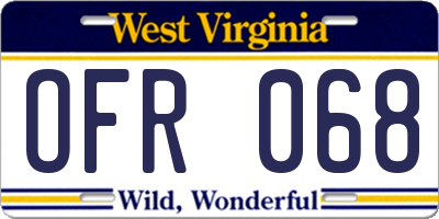 WV license plate OFR068