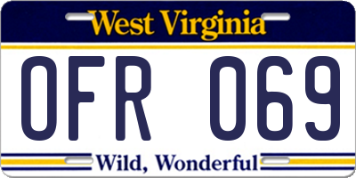 WV license plate OFR069