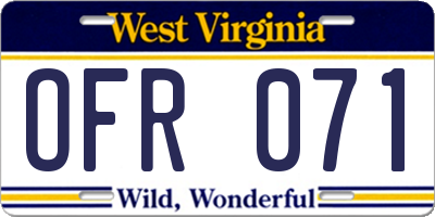 WV license plate OFR071