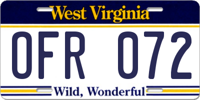 WV license plate OFR072