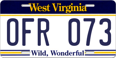 WV license plate OFR073
