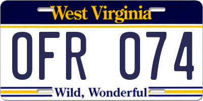 WV license plate OFR074