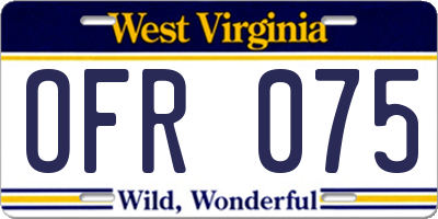 WV license plate OFR075