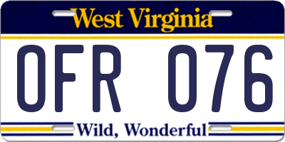 WV license plate OFR076