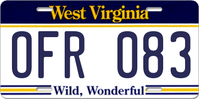 WV license plate OFR083
