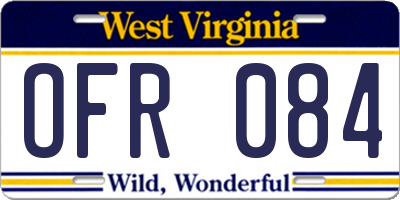 WV license plate OFR084