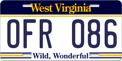 WV license plate OFR086