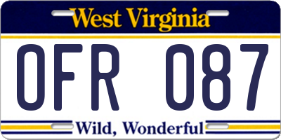 WV license plate OFR087
