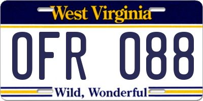 WV license plate OFR088