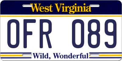 WV license plate OFR089