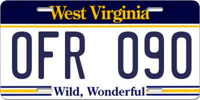 WV license plate OFR090