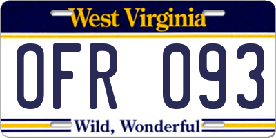 WV license plate OFR093