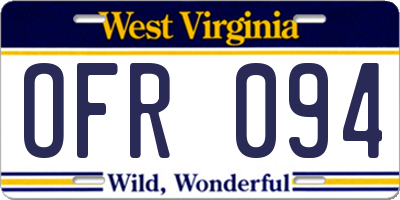 WV license plate OFR094
