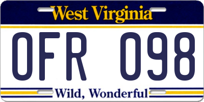 WV license plate OFR098