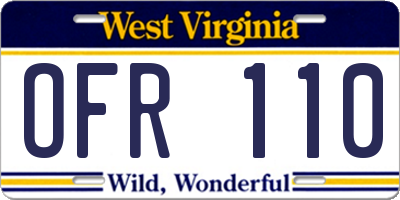 WV license plate OFR110